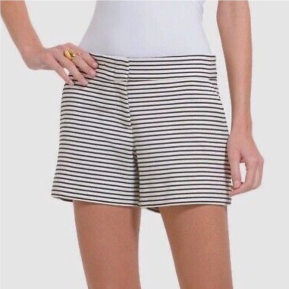 BCBGMaxAzria PIA Black White Striped Mid Rise Soft Ribbed Dress Shorts - Picture 1 of 8